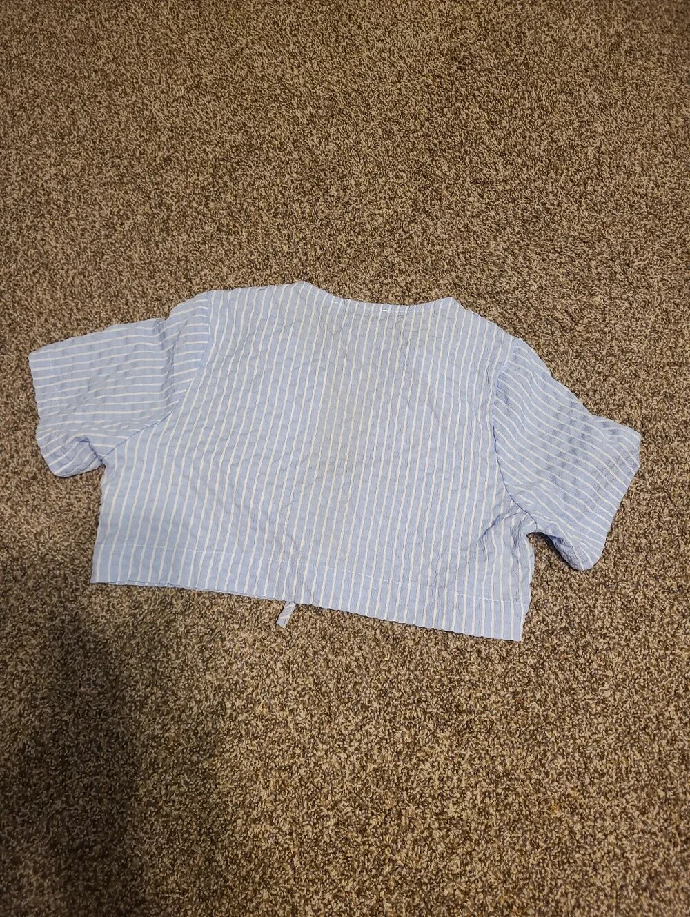 Princess Polly Blue And White Stripe Top With Front Ties Size 4